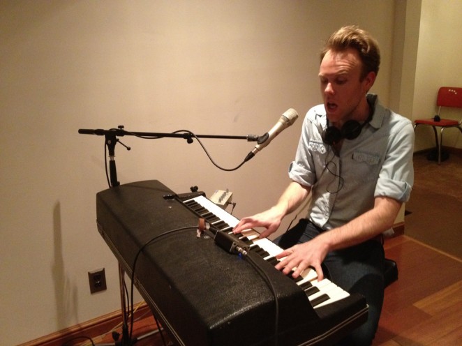 Scott Spark warming up the Wurlitzer in Producer and sound engineer Ben Tolliday's LA studio