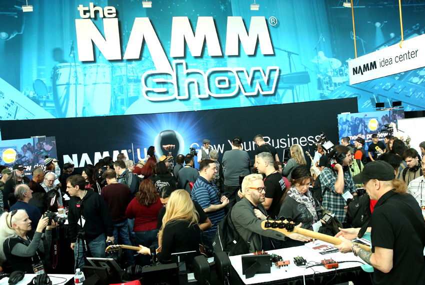 ANAHEIM, CA - JANUARY 20:  Convention goers experience the exhibits at the 2016 NAMM Show and First Look at the Anaheim Convention Center on January 20, 2016 in Anaheim, California.  (Photo by Jesse Grant/Getty Images for NAMM)